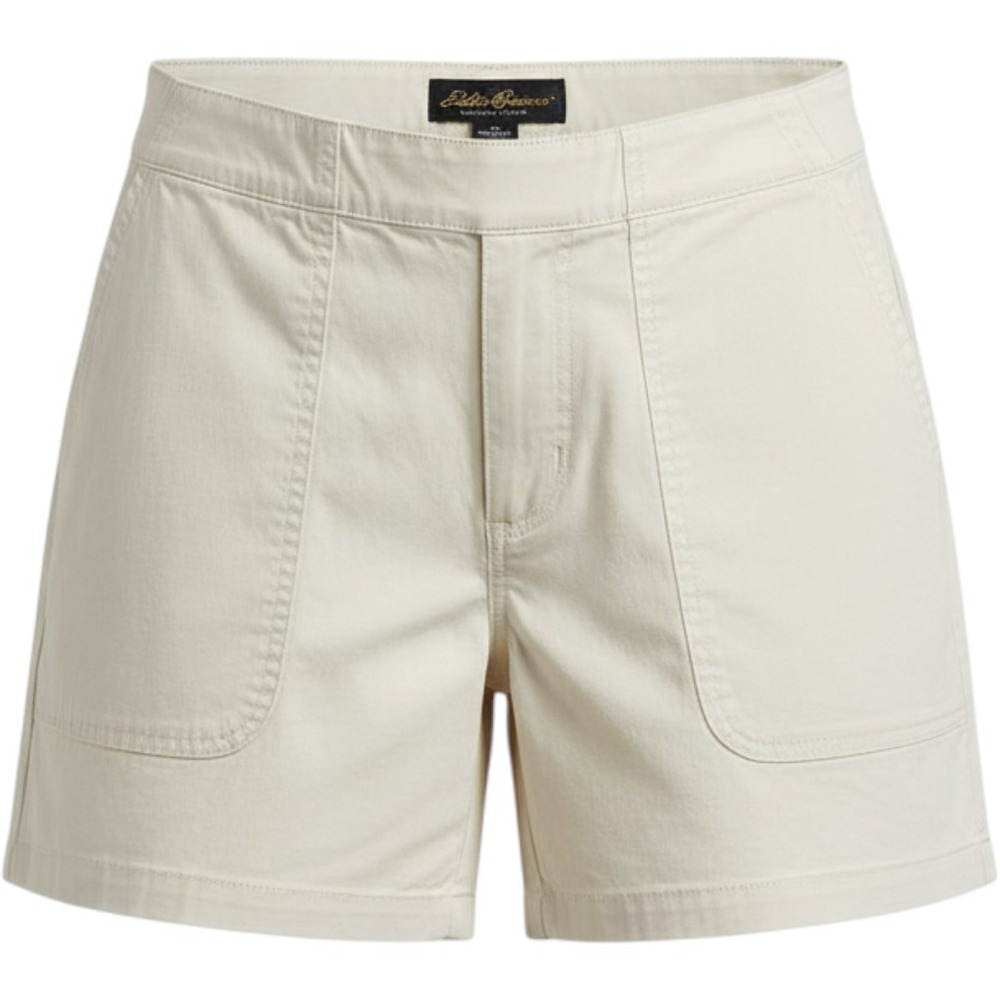 Eddie Bauer Womens Utility Shorts Off White Cream Elastic Waist Pockets Size 16